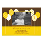 Modern Balloons Photo Birthday Invitation - Yellow invitations