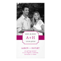 Modern Band Save The Date Photo Card - Fuchsia