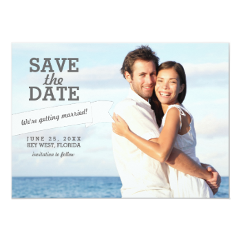 Modern Banner Save the Date Wedding Photo Card Custom Announcements