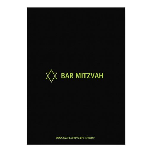 Modern Bar Mitzvah Invitation- Green & Black