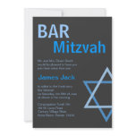 Modern Bar Mitzvah Invitiation- Blue & Grey Custom Announcements