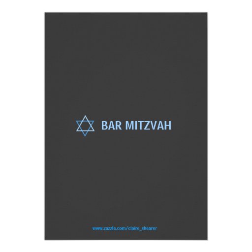 Modern Bar Mitzvah Invitiation- Blue & Grey Custom Announcements