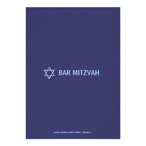 Modern Bar Mitzvah Invitiation- Dark Blue Custom Invitation