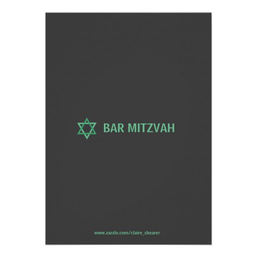 Modern Bar Mitzvah Invitiation- Green Grey Personalised Announcements