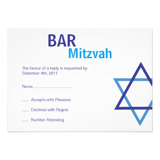 Modern Bar Mitzvah RSVP (4.25"by 5.5") Invite