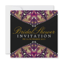 Modern Batik Gold+Burgundy Bridal Shower Invitatio Personalized Invites