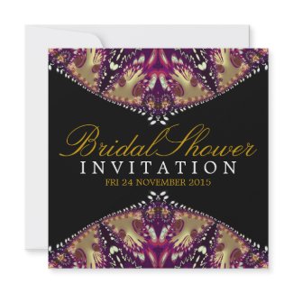 Modern Batik Gold+Burgundy Bridal Shower Invitatio invitation