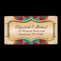 Modern Batik Gold Wedding Address Stickers Label labels