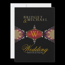 Modern Batik Monogram Wedding Invitation invitations