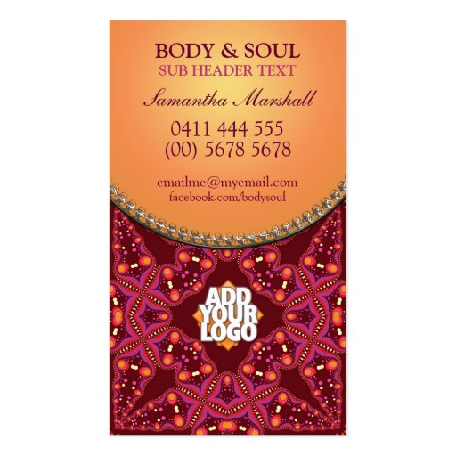 Modern Batik  New Age Holistic Business Card (back side)