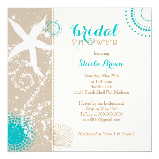 Modern Beach Bridal Shower Invitations (front side)