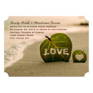 Modern Beach Leaf Love Lights Wedding Invitation