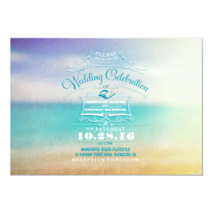 Modern beach wedding invitation- tropical blue sea 5