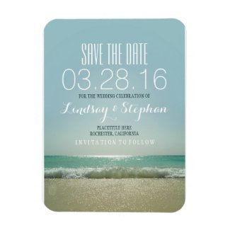 Modern Beach Wedding Save The Date Rectangular Photo Magnet