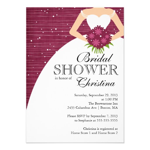 Modern Beautiful Bride Bridal Shower Personalized Invitation