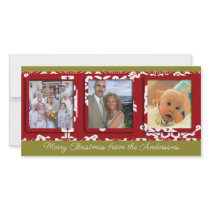 Modern Big Snowflake Frame Holiday Family Photo photo cards