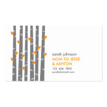 Modern Birch in Tangerine Mommy Calling Card Business Card