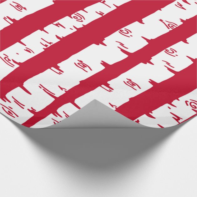 Modern Birch Trees Gift Wrap / Red 4/4