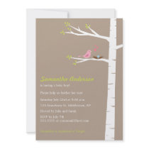 Modern Bird Birch Baby Shower Invitation - Boy