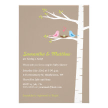 Modern Bird Couples Baby Shower Invitation Neutral