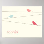 Modern Birds Personalized Kids Wall Art Print