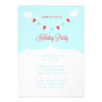 Modern Birds with Christmas Lights Holiday Party invitations