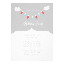 Modern Birds with Christmas Lights Holiday Party invitations