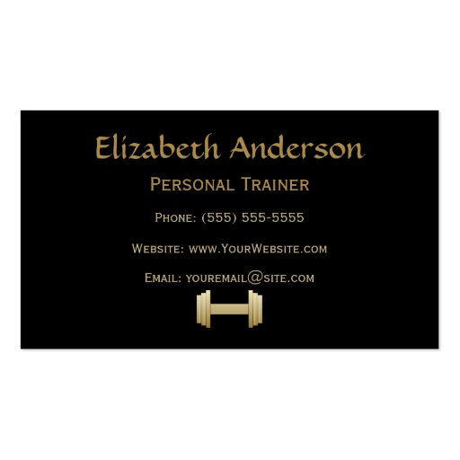 Modern Black and Gold Personal Trainer Business Card Template (back side)