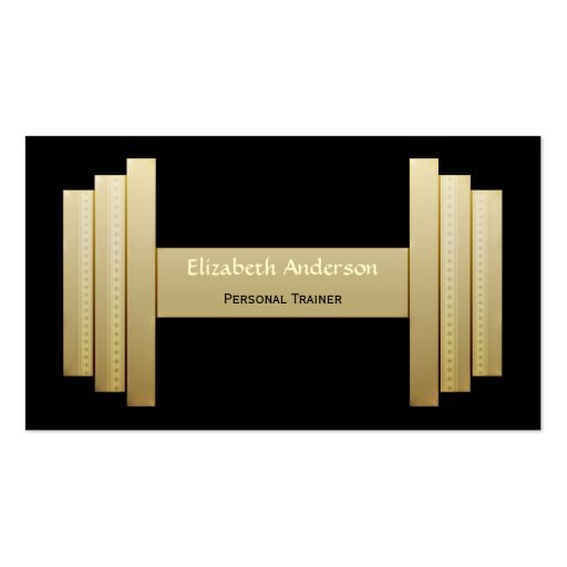 Modern Black and Gold Personal Trainer Business Card Template (front side)