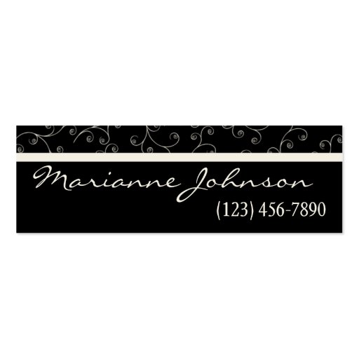 Modern Black And Ivory Swirl Profile Card Business Card (front side)