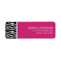 Modern Black and Pink Zebra Return Address Label label