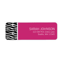 Modern Black and Pink Zebra Return Address Label