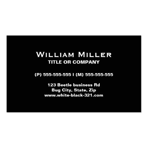Modern black and white beetle bug professional business card templates (back side)