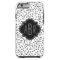 Modern Black and White Dalmatian Spots Monogrammed Tough iPhone 6 Case