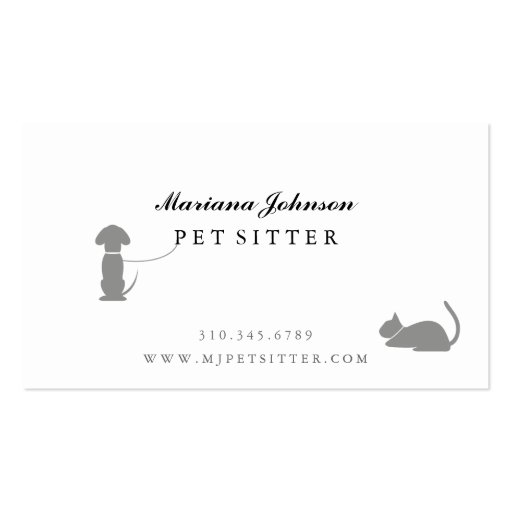 Modern Black and White Pet Sitter Business Card (front side)
