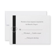 Modern Black and White Wedding RSVP Card invitation