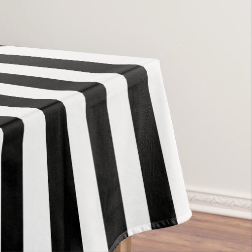 Modern Black And White Wide Stripe Tablecloth | Zazzle