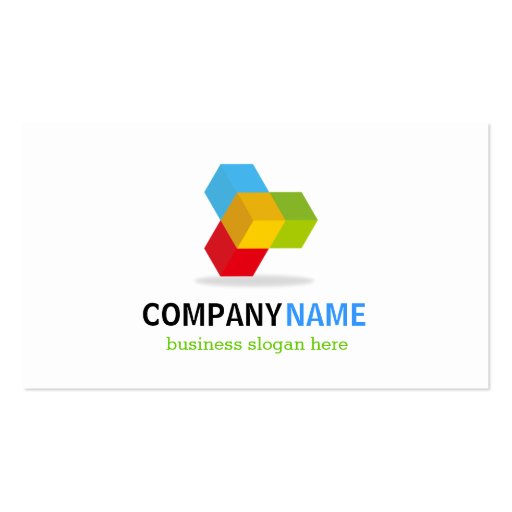 Modern Black and White with Colorful 3D Cube Logo Business Card (back side)