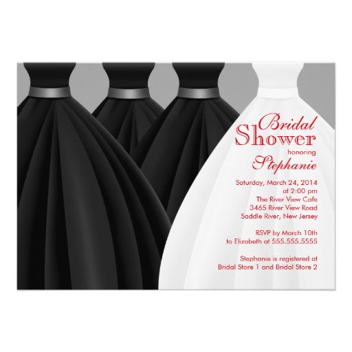 Modern Black Bridesmaids Bride Dress Bridal Shower Custom Announcement