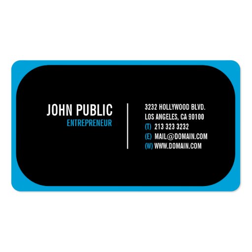 Modern Black Business Card with Rounded Corners (front side)