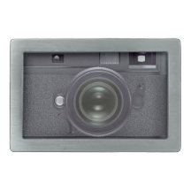 Modern black camera rectangular belt buckle
