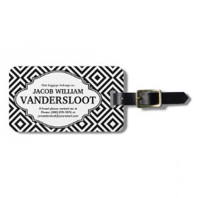 Modern Black Diamond Pattern Identify Tag Tags For Bags