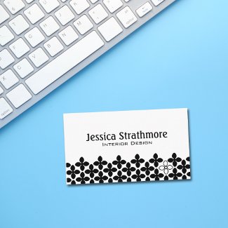 Modern Black Flower Business Card