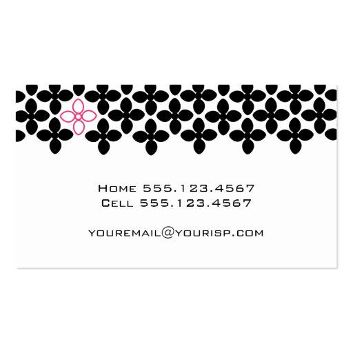 Modern Black Flower Mom Calling Card Business Card Templates (back side)