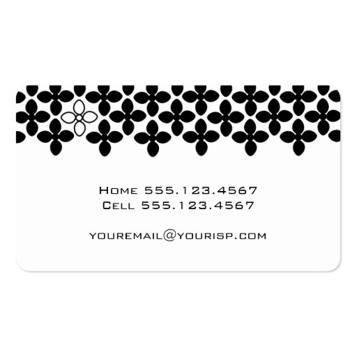 Modern Black Flower Mom Calling Card Business Cards (back side)