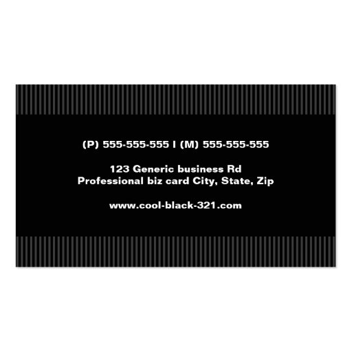 Modern black gray stripes masculine professional business card (back side)