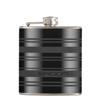 Modern Black & Gray Stripes Pattern Hip Flasks