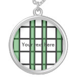 Modern black green and white grid pattern pendants