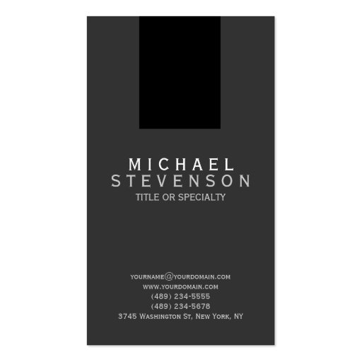 Modern Black Grey Simple Plain Business Card (front side)