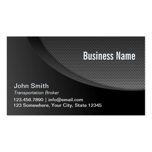 Modern Black Industrial Transportation Broker Business Card Template (front side)